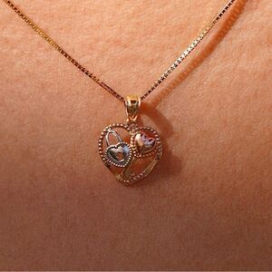 14k Solid Gold Heart Pendant | Key & Lock Charm | Birthday Gift | Love Jewelry |